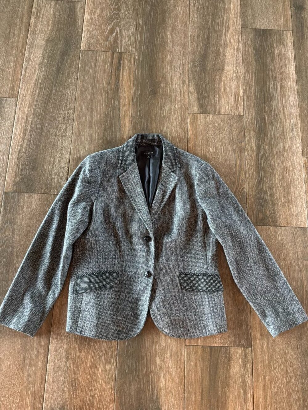 Talbots herringbone tweed lined office business blazer size 16